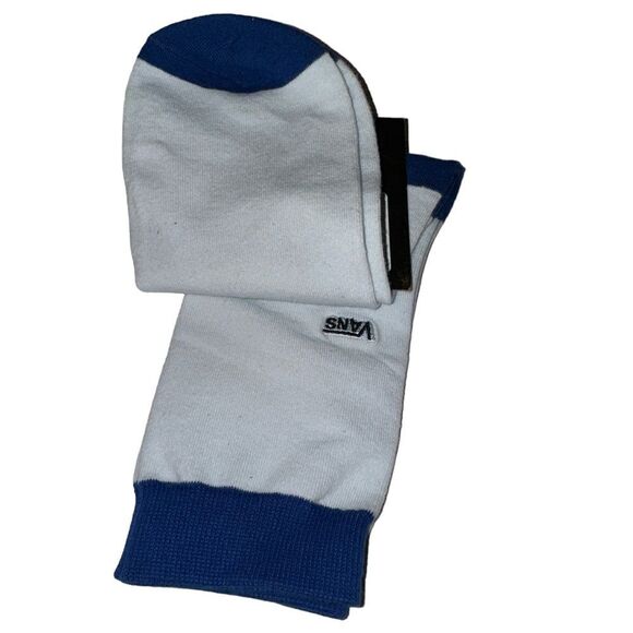 VANS NWT BALLAD BLUE WITH BLUE HEEL AND TOE BLOCK AND EMBROIDERED VANS ON SOCK - Picture 1 of 2